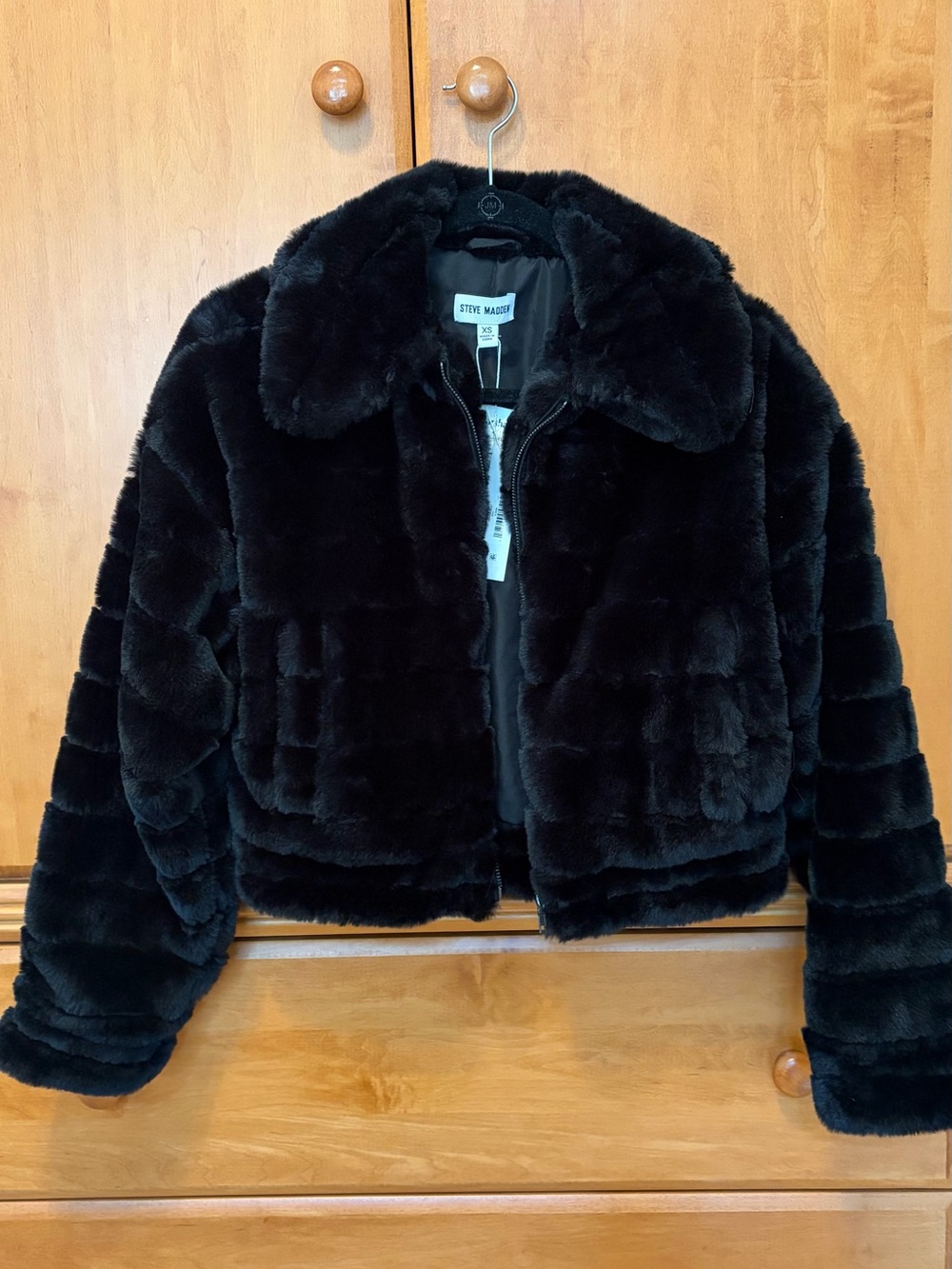Steve Madden Black Faux Fur Teddy Jacket